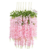 Set of 6 Artificial Silk Wisteria Hanging Flowers Strings Garlands for Home Decoration Wedding Party Garden Outdoor Items for Home,